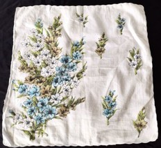 Vtg Cotton Linen Hankie Handkerchief Flower Bouquet Scalloped Edging White MCM - £6.57 GBP