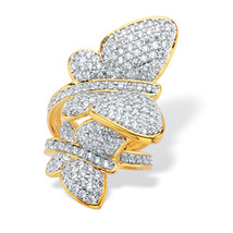 PalmBeach Jewelry 3..60 TCW Round Gold-Plated CZ Butterfly Wraparound Ring - £19.15 GBP