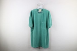 Vintage 90s Eddie Bauer Mens Medium Faded Blank Baggy Fit Pocket T-Shirt Teal - £33.78 GBP