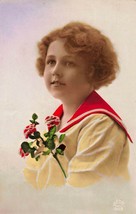 Cute Young Girl In Red Sailor Style Suit~French Real Photo Postcard - £6.32 GBP