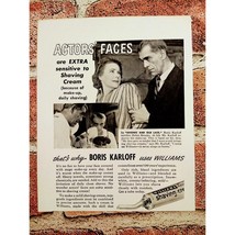 1941 Boris Karloff Williams Shaving Cream Scared Actors Creepy Orig Vtg PRINT AD - $17.81