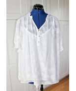 Liz Claiborne-Plus Size 2X-White Floral Sheer Top w/Camisole - $15.87
