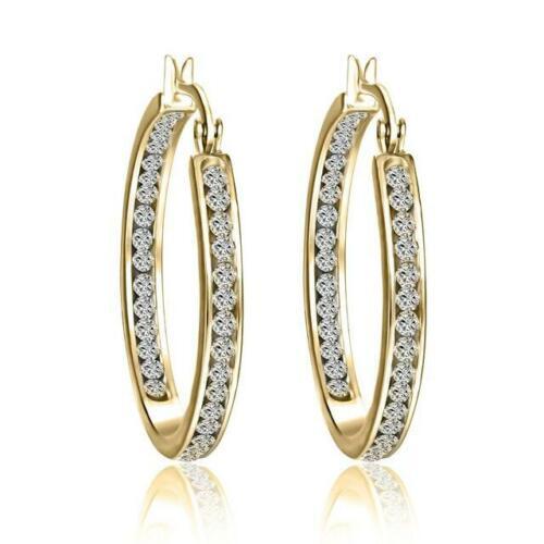 Crystals By Swarovski Inside Outside Hoop Earrings 14K Gold Overlay 1.25 Inch - $53.40