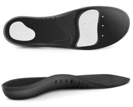 Plantar Fasciitis Arch Support Insoles Men &amp; Women Inserts Orthotic Black Large  - £12.97 GBP