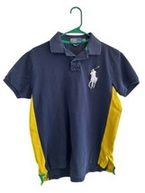 Ralph Lauren Big Pony Polo Shirt Mens M Blue White Custom Fit Color Block - $25.60