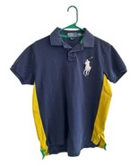 Ralph Lauren Big Pony Polo Shirt Mens M Blue White Custom Fit Color Block - $25.60