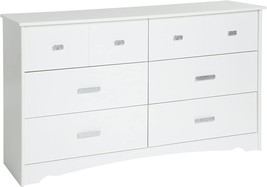 Pure White With Jewel-Like Handles 6-Drawer Double Dresser From South Shore - £248.56 GBP