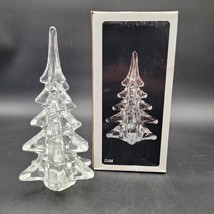 Vintage Christmas Holiday Pine Fir Tree Clear Glass Hand Blown 8” Inches... - £19.54 GBP