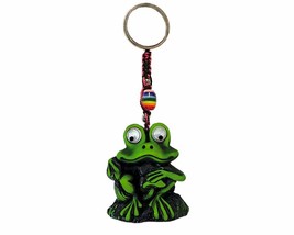 Gypsy Daze Smokes Sitting Frog Mushroom Animal 3D Figurine Keychain Multicolored - £8.53 GBP