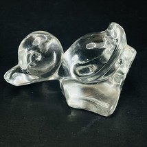 Vintage Clear Glass Duckling Swimming Duck Art Glass Paper Weight 2.5in - $8.77