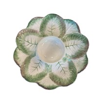 Pottery Barn Vintage Handpaint Lettuce Leaf Chip N Dip Platter Japan 11.5&quot; - $49.49