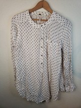 Free People Rune Print Tunic Top Size S Ivory Long Sleeves Button Front ... - £18.27 GBP