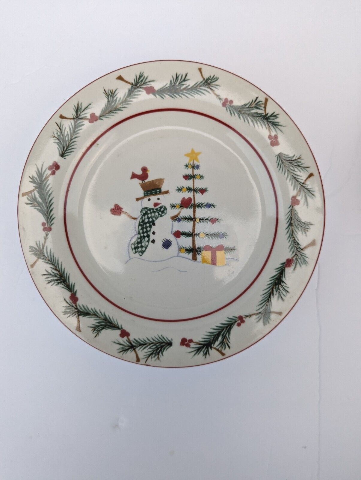 Primary image for Vintage Farberware 4380 HOLIDAY SNOWMAN Christmas Set 4 PC 7 .5 " Salad Plates