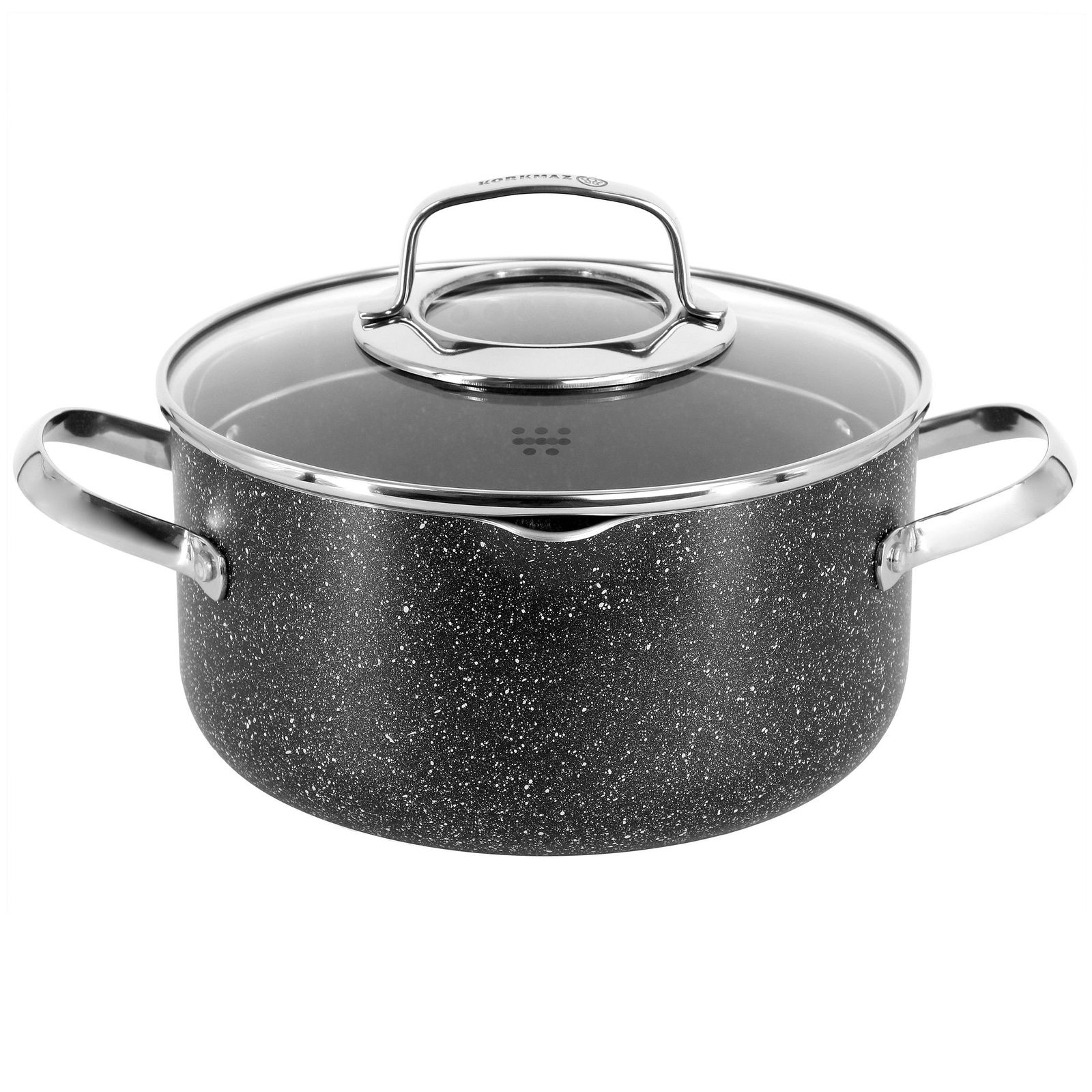 Korkmaz Galaksi Non Stick 8 Inch 3 Liter Casserole with Lid in Black - $84.57