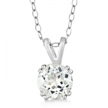 Certified 7mm Moissanite Solitaire Womens Pendant Necklace 14K White Gold Plated - £71.95 GBP