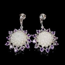 Natural  Not Enhanced Shell and Amethyst Earrings 925 Sterling Silver - £47.96 GBP