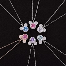 Cute Teddy Bear Cartoon Moissanite Necklace, S925 Sterling Silver Pendant for Wo - £29.33 GBP