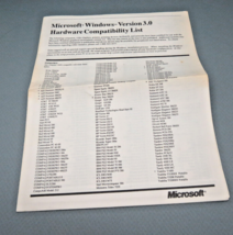 Vintage Microsoft Winows Version 3.0 Hardware Compatibility List &amp; Application - £11.89 GBP