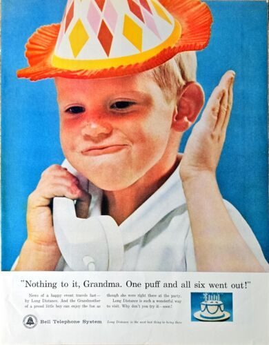 BELL TELEPHONE SYSTEM - Long Distance - Grandma - Kid - 1962 Vintage Pri... - £7.44 GBP