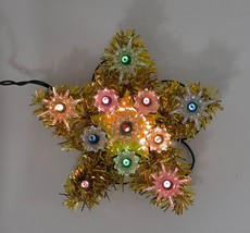 Christmas Tree Topper Christmas on Mainstreet Star Lighted Gold Tinsel Works Vtg - £11.16 GBP