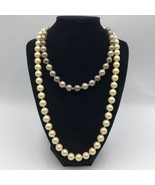 Vintage MCM Lot of 2 Faux Pearl Necklaces Pearl White and Grayish/Beige ... - £23.33 GBP