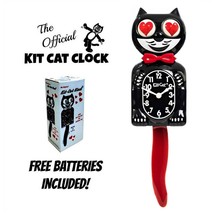 CRIMSON ROYALE HEART EYES KIT CAT CLOCK 15.5&quot; Black Red Kit-Cat FREE BAT... - $98.43 CAD