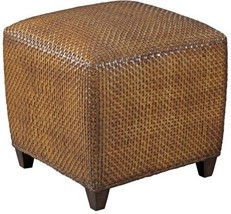 Cube Woodbridge Hassek Footstool Ottoman Brown Leather Woven Strips - £700.45 GBP