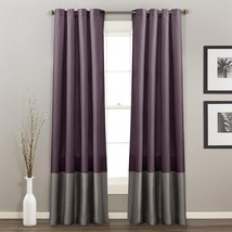 84 In. X 54 In., Gray/Purple, Lush Decor White Prima Window Curtains Panel Set - £35.90 GBP