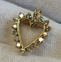 14K Yellow Gold Diamond Heart Charm 2.97g Fine Jewelry Valentine&#39;s Day Pendant - £229.16 GBP