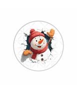 Snowman Breaking Ice, Christmas Round Dot Stickers Set, 1.2" &amp; 1.5" - $6.45