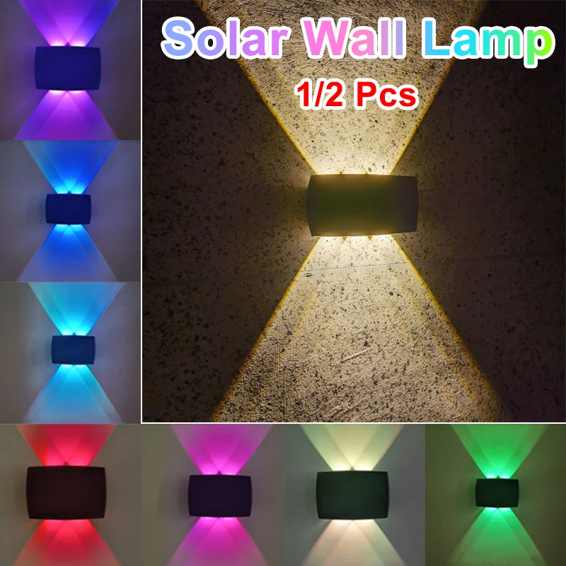 1/2 Pcs LED Solar Wall Lamp Outdoor Spotlight Waterproof Upper And Lower - £10.80 GBP+