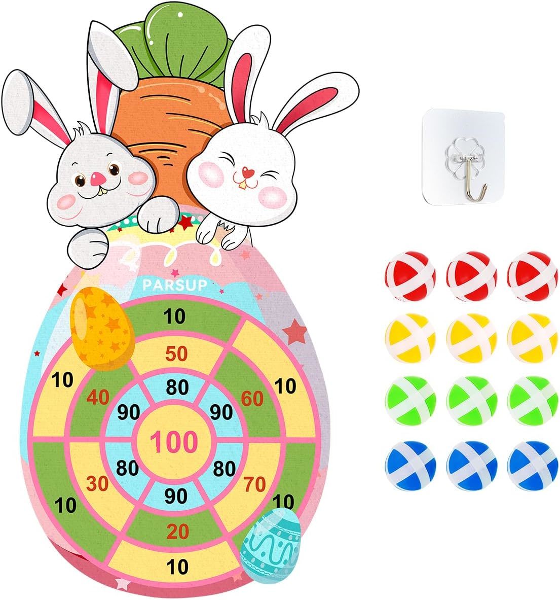 Easter Dart Board Game Set Cute Bunny Chick Carrot Party Board Games with 12 Sti - $23.50