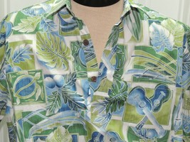 Mens L Bishop St Short Sleeve Shirt Hawaiian Vintage ukelele turtle surf... - £14.17 GBP