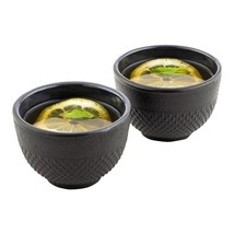 Restaurantware Tetsubin 5 Ounce Cast Iron Tea Cups, Set Of 2 Hobnail Black Tea C - £39.61 GBP