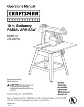 Craftsman 315.220100 Radial Arm Saw Owners Instruction Manual - $20.24