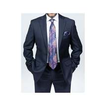 Mens DKNY 100% Wool Slim Fit 2 Button Notch Lapel Nailhead window Pane 1524 Navy image 5