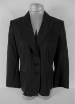 Ann Taylor Womens Sz 10 L/S Black Gray Pinstripe Wool Button Lined Jacket (B5)P - £20.76 GBP