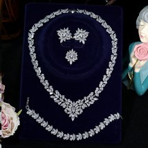 Luxury Big Zircon Jewelry Set For Women ，Dubai Bridal Wedding Gold and Silver Ne - £76.55 GBP