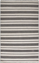10' X 14' Black And White Striped Dhurrie Hand Woven Stain Resistant Area Rug - $685.49