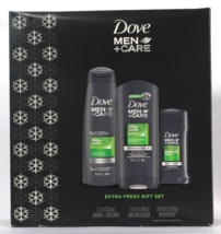 Dove Men Care Fresh Clean 3 Piece Extra Fresh Gift Set With Caffeine &amp; Menthol - £30.01 GBP