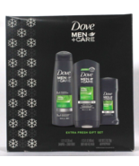 Dove Men Care Fresh Clean 3 Piece Extra Fresh Gift Set With Caffeine &amp; M... - £30.01 GBP