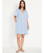 Old Navy Crinkle Gauze Mini Swing Dress Womens L Tall Light Blue Lightwe... - £19.72 GBP
