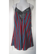 INC Multicolored Stripe Print Lace trimmer neck Nightgown  Size Large - £18.06 GBP