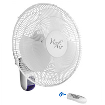 Vie Air 16&quot; 3 Speed Plastic Wall Fan w Remote Control in White - £55.09 GBP