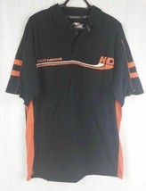 Harley-Davidson Motorcycle Polo Shirt Men&#39;s L Black with Orange embroidered - £22.63 GBP