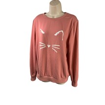 Womens Size Large Pink Pullover Sweatshirt Long Sleeve Crew Neck - £15.56 GBP