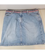 Tommy Hilfiger Jean Skirt Womens 12 Y2K Patriotic Flag Ribbon Waist Denim - $14.88