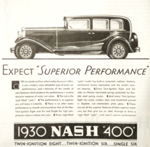 1930 Nash 400 Advertisement Automobilia Twin Ignition Eight Antique DWJJ19 - $56.04 CAD
