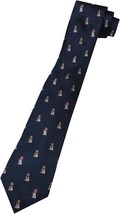 Chaps Christmas Necktie Navy Blue Neck Tie with Dogs Santa Hats Silk New... - $14.99