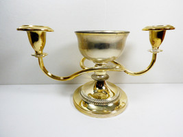 VTG Gold wash Silver Plate Table Centerpiece Candle &amp; Flower Holder Decor - $41.18